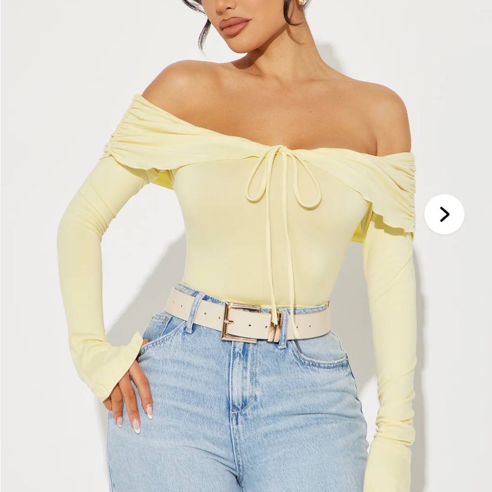 🌼 Fashion Nova “Sweet and Sexy” Off-Shoulder Top – Yellow (NWT, Size M)